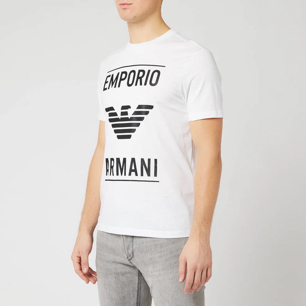 Emporio Armani Men's Full Front Logo T-Shirt - White Image 1