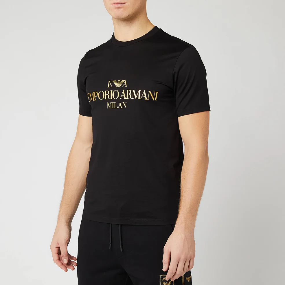 Emporio Armani Men's Gold Chest Logo T-Shirt - Black Image 1
