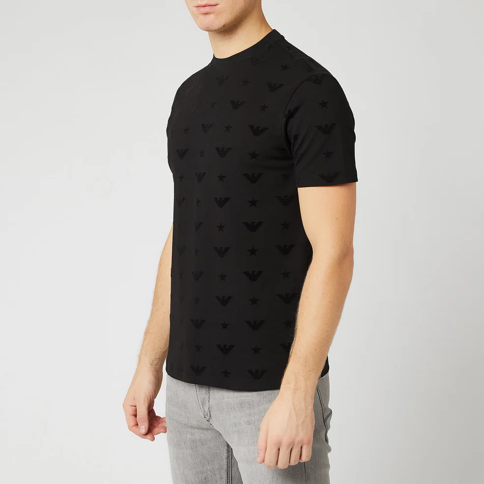Emporio Armani Men's Allover Logo T-Shirt - Black Image 1