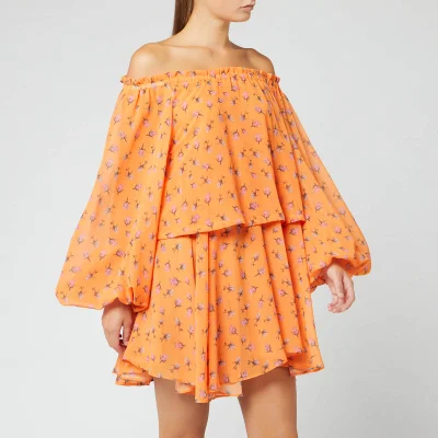 ROTATE Birger Christensen Women's Number 38 Dress - Tiny Rose AOP Carrot Curl Combo