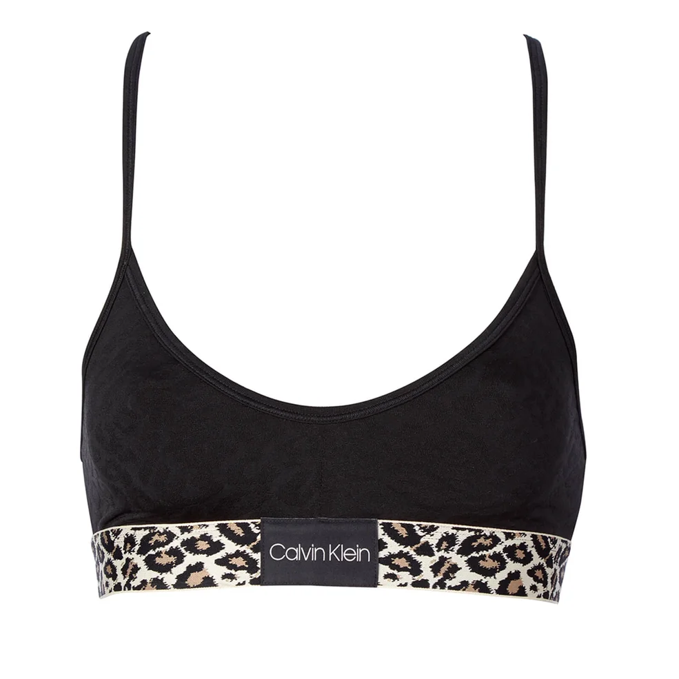 Calvin Klein Women's Leopard Unlined Bralette - Black Image 1