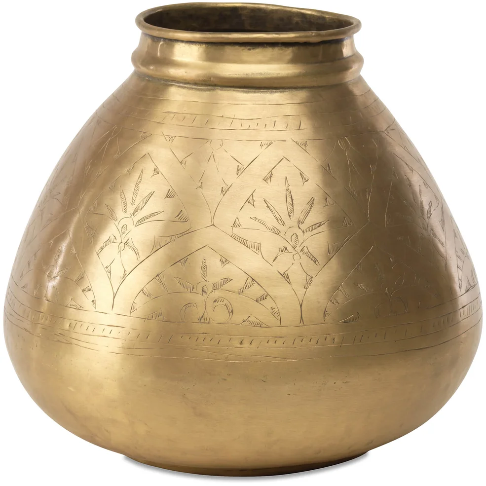Nkuku Nami Antique Round Brass Pot Image 1