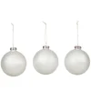 Broste Copenhagen Glitter Glass Christmas Baubles (Set of 3) - Silver - Image 1
