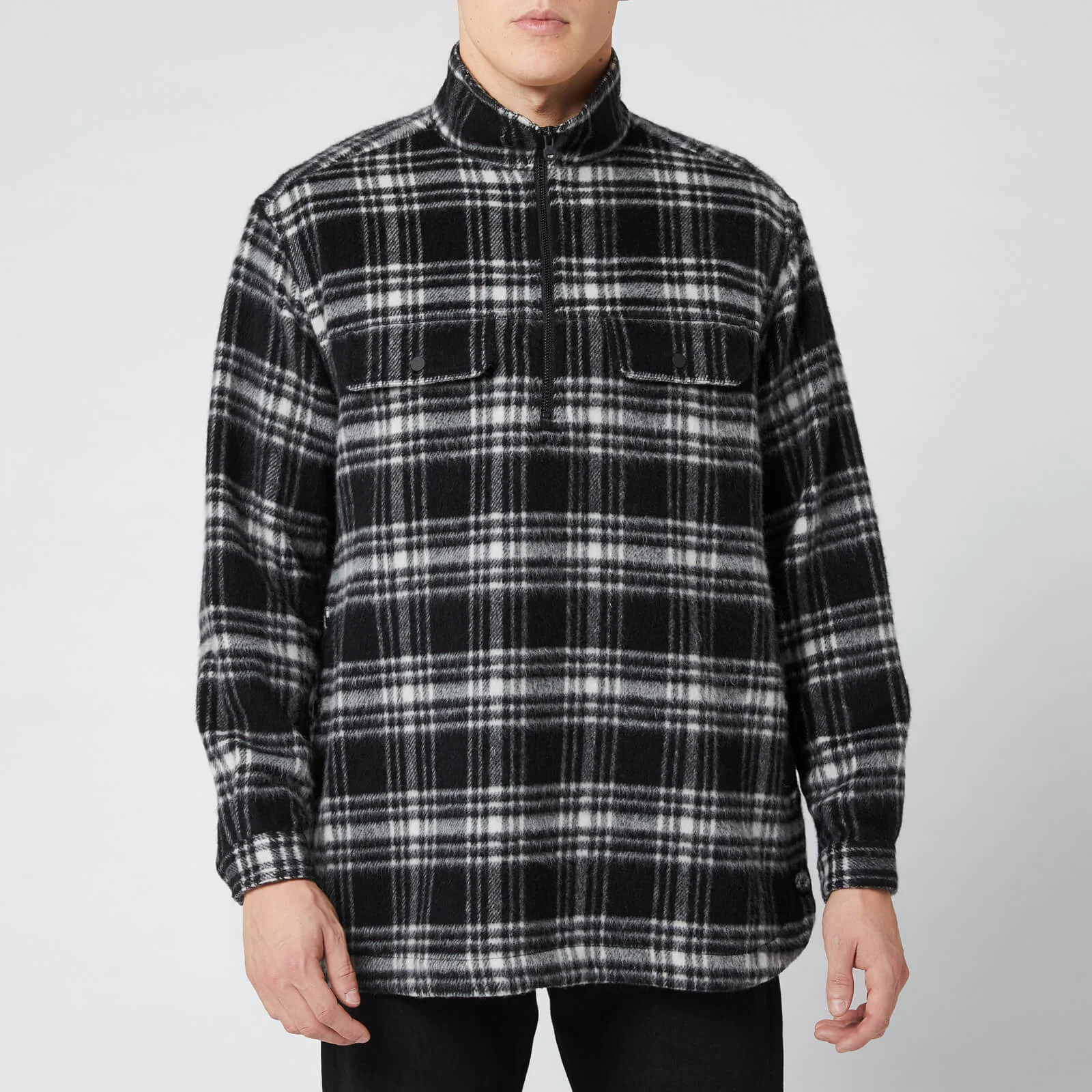 White Mountaineering Men's Check Shaggy Big Pullover Shirt - Black Image 1