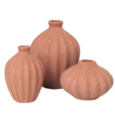 Broste Copenhagen Amalie Stoneware Vase - Etruscan Red (Set of 3)