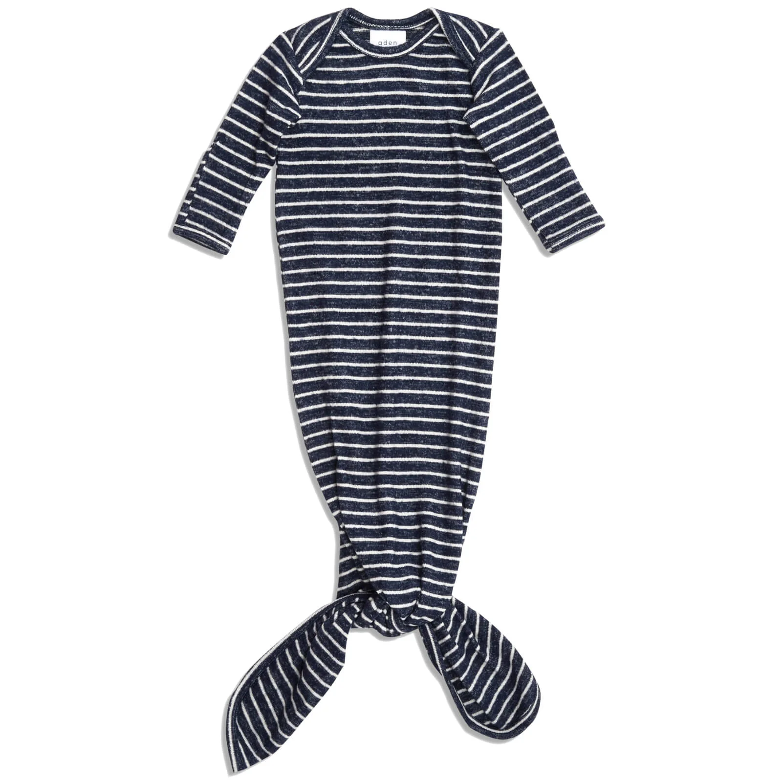 aden + anais Snuggle Knit Knotted Gown - Navy Stripe (0-3 Months) Image 1
