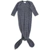 aden + anais Snuggle Knit Knotted Gown - Navy Stripe (0-3 Months) - Image 1
