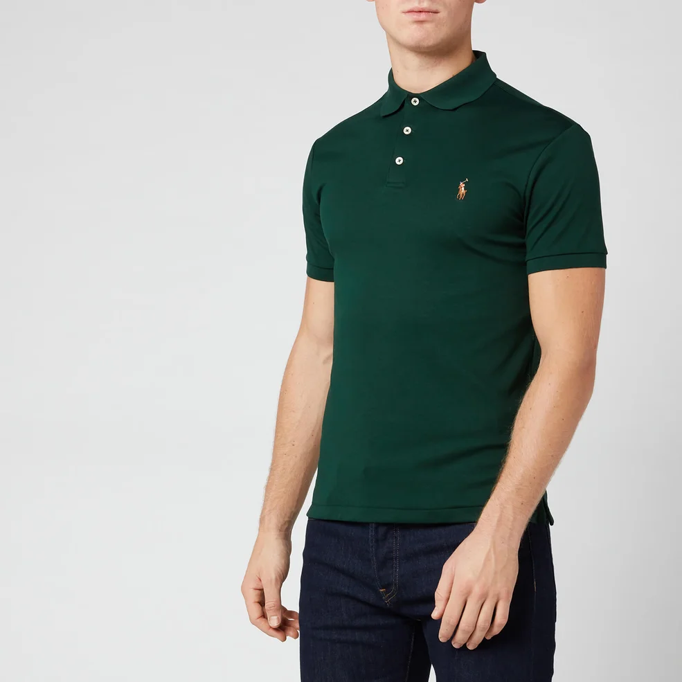 Polo Ralph Lauren Men's Pima Soft Touch Slim Fit Short Sleeve Polo Shirt - College Green Image 1