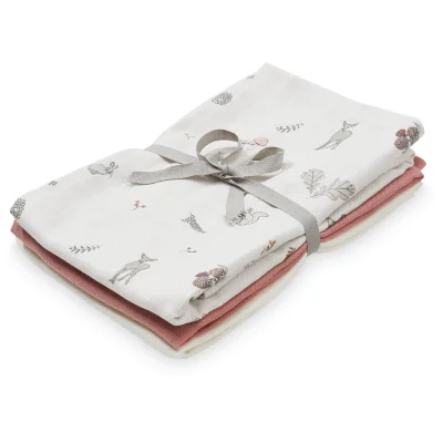 Cam Cam Muslin Cloth - Fawn, Berry and Cream (Pack of 3)