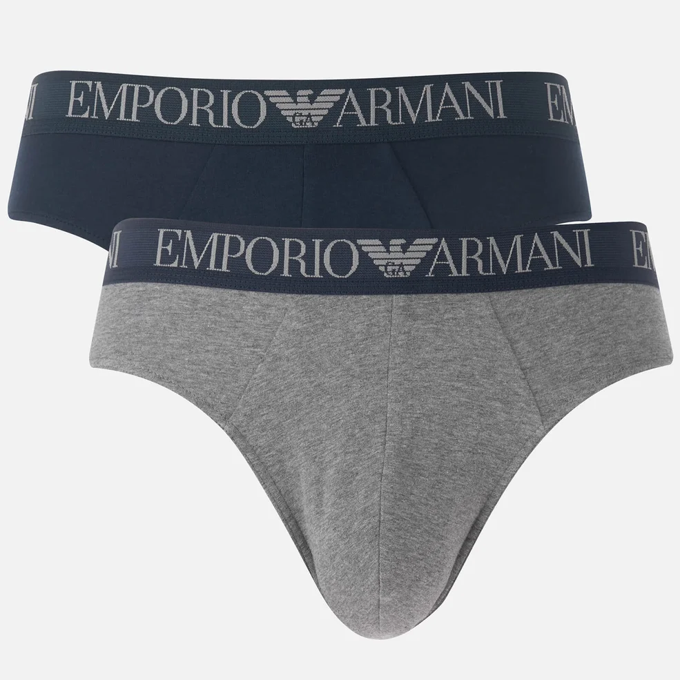 Emporio Armani Men's Twin Pack Breifs - Marine/Grey Image 1