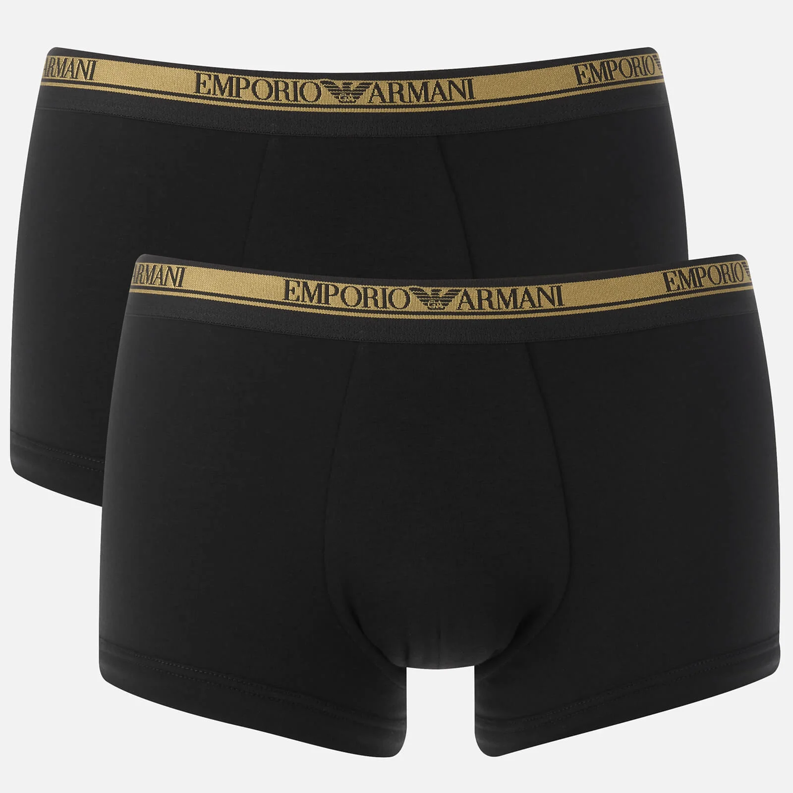 Emporio Armani Men's 2 Pack Trunk Boxer Shorts - Black/Black Image 1