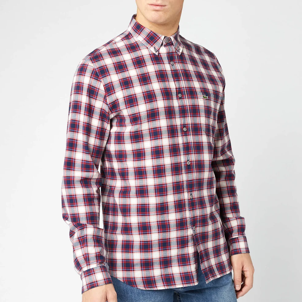 Lacoste Men's Flannel Plaid Shirt - Bordeaux Image 1