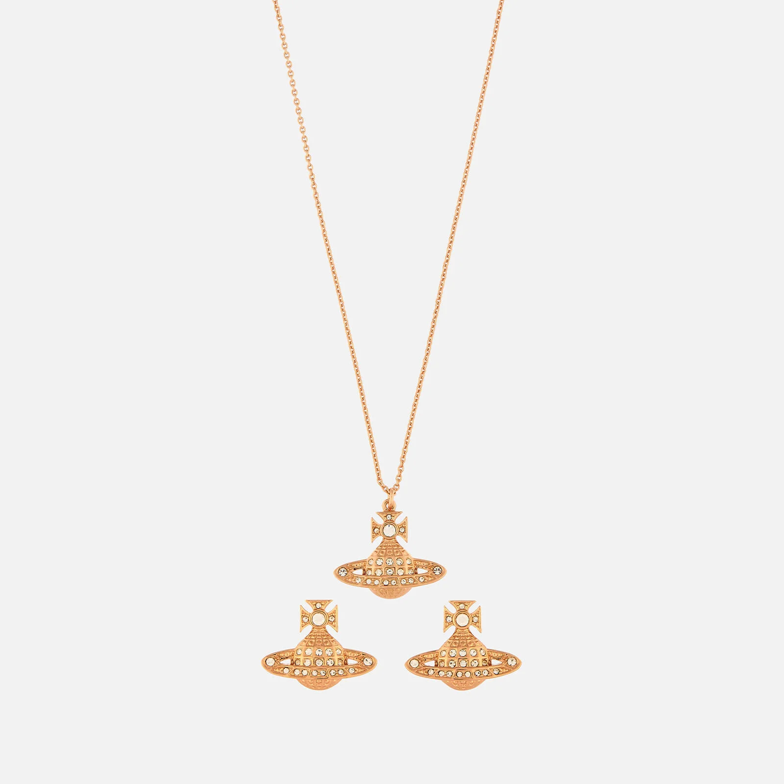 Vivienne Westwood Women's Minnie Bas Relief Pendant and Earrings Giftset - Crystal/Rose Gold Image 1