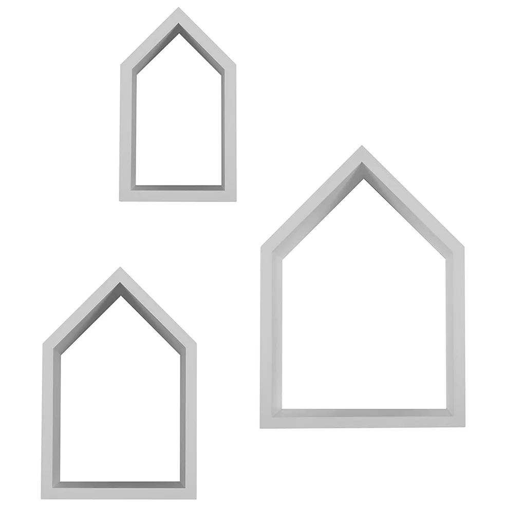 Snüz House Shaped Nursery Shelves - Grey (Set of 3) Image 1