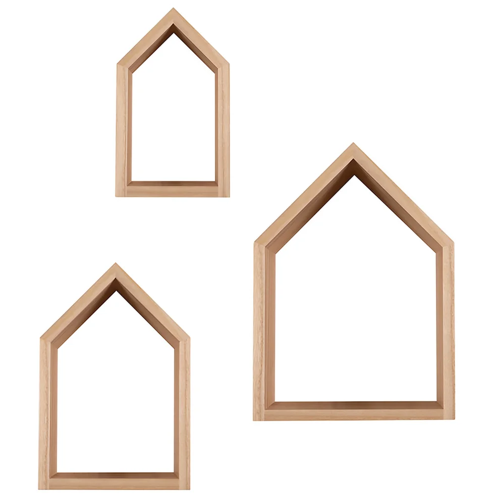 Snüz House Shaped Nursery Shelves - Natural (Set of 3) Image 1