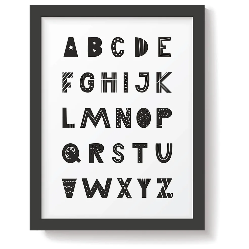 Snüz Alphabet Nursery Print - Monochrome Image 1