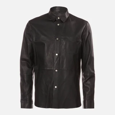 HUGO Men's Lorean Leather Shirt - Black