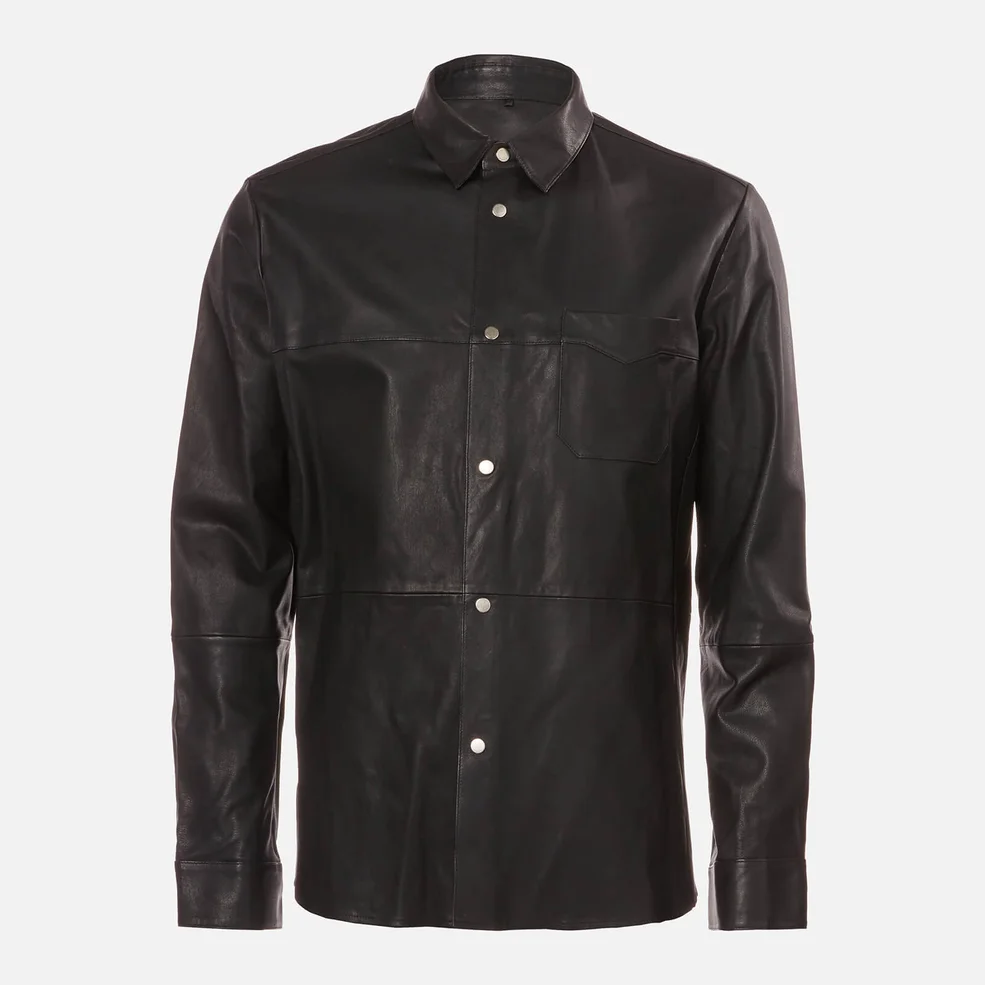 HUGO Men's Lorean Leather Shirt - Black Image 1