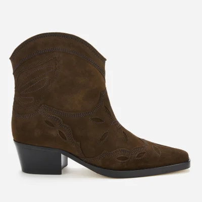 Ganni Women's Low Texas Western Style Boots - Mole