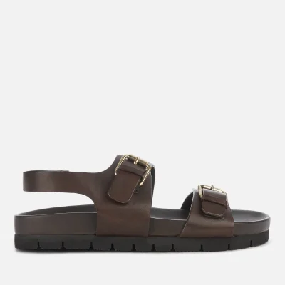 Grenson Men's Lennox Leather Double Strap Sandals - Dark Brown