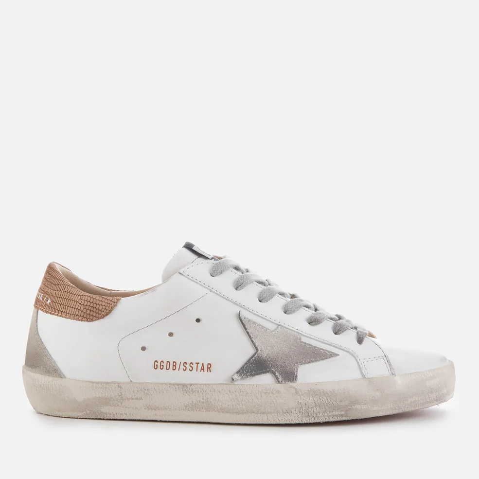 Golden Goose Men's Superstar Leather Trainers - White/Light Brown Lizard/Suede Star Image 1