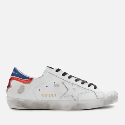 Golden Goose Men's Superstar Leather Trainers - White/Blue/Red/White Star