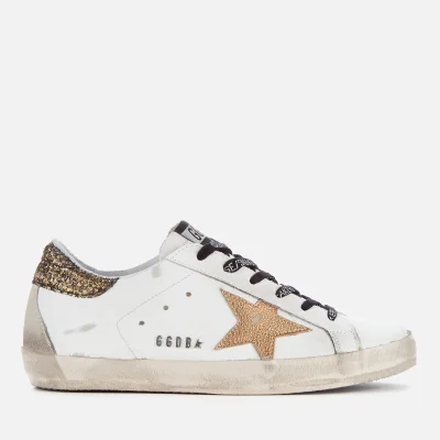 Golden Goose Women's Superstar Trainers - White/Cocco Glitter Gold/Gold Star