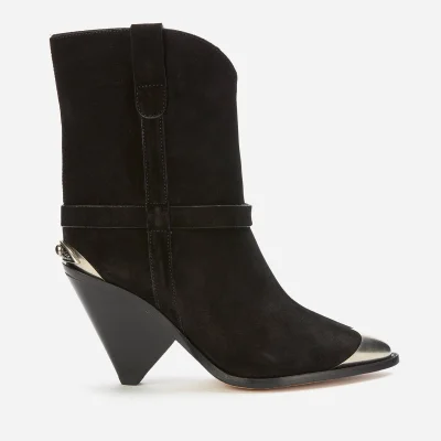 Isabel Marant Women's Lamsy Suede Heeled Ankle Boots - Black