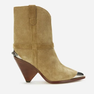 Isabel Marant Women's Lamsy Suede Heeled Ankle Boots - Beige