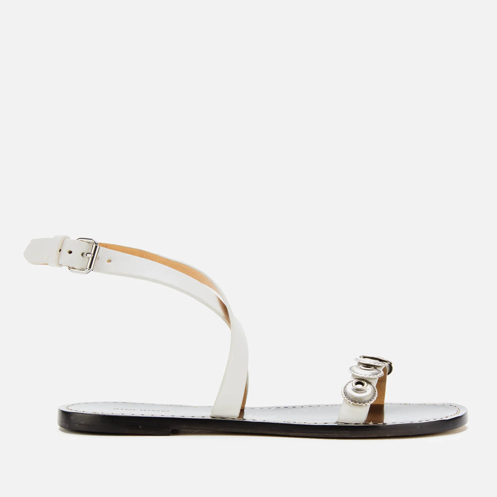 Isabel Marant Women's Eldory Leather Strappy Flat Sandals - White Image 1