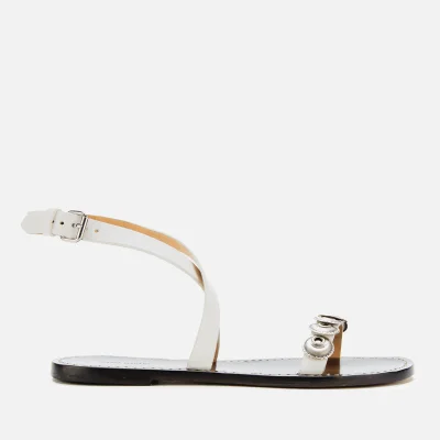Isabel Marant Women's Eldory Leather Strappy Flat Sandals - White