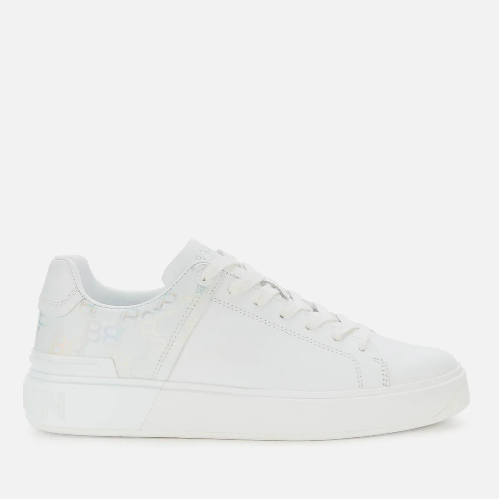 Balmain Men's B-Court Leather/Iridescent Low Top Trainers - White Image 1
