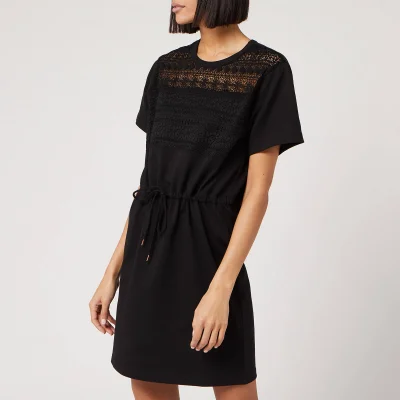 See By Chloé Women's Lace and Fleece Dress - Black