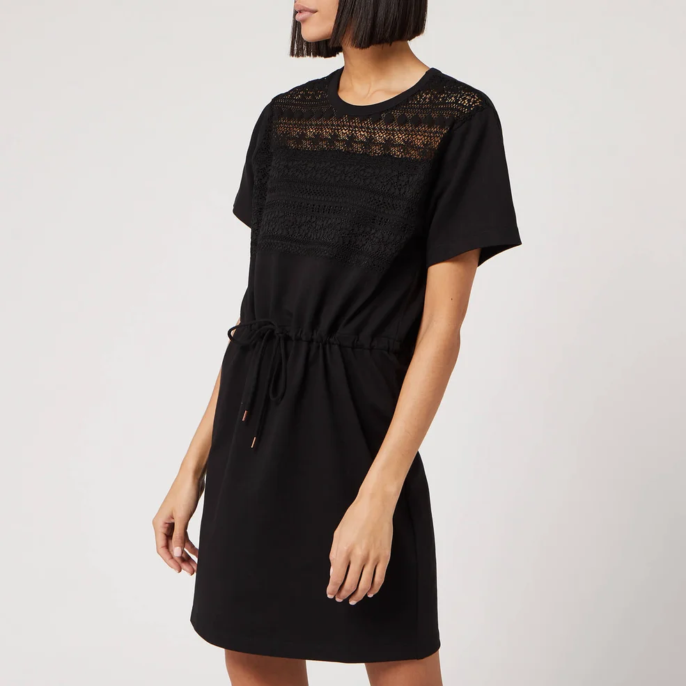 See By Chloé Women's Lace and Fleece Dress - Black Image 1