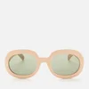 Gucci Women's Oval Frame Acetate Sunglasses - White/Green - Image 1