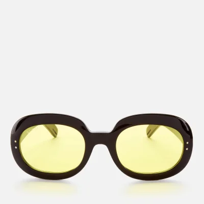 Gucci Women's Oval Frame Acetate Sunglasses - Black/Yellow