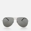 Saint Laurent Women's Classic 11 Blondie Aviator Sunglasses - Silver/Grey - Image 1