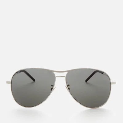 Saint Laurent Women's Classic 11 Blondie Aviator Sunglasses - Silver/Grey
