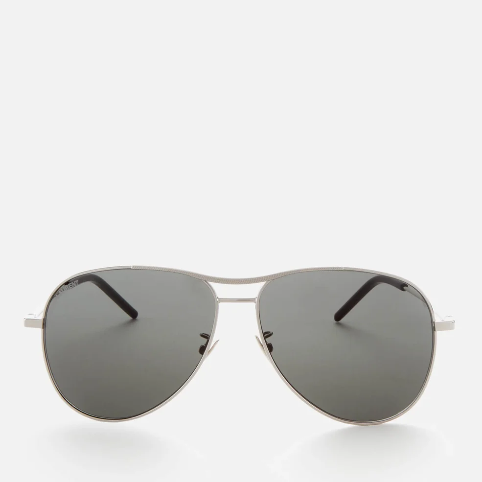 Saint Laurent Women's Classic 11 Blondie Aviator Sunglasses - Silver/Grey Image 1