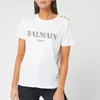 Balmain Women's Short Sleeve 3 Button Vintage Logo T-Shirt - White/ Black - Image 1
