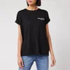 Balmain Women's Short Sleeve Flocked Logo Detail T-Shirt - Black - Image 1