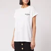 Balmain Women's Short Sleeve Flocked Logo Detail T-Shirt - White - Image 1