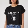 Balmain Women's Cropped Short Sleeve Logo T-Shirt - Black - Image 1