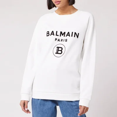 Balmain Women's Flocked Logo Sweatshirt - White