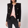 Balmain Women's Collarless 4 Pocket Tweed Jacket - Black - Image 1