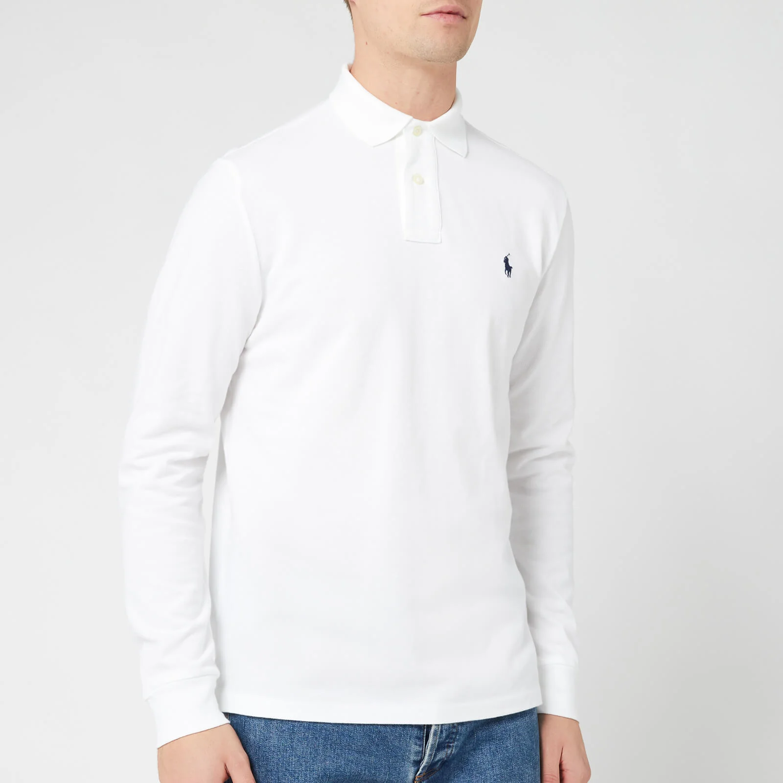 Polo Ralph Lauren Men's Custom Slim Fit Long Sleeve Polo Shirt - White Image 1