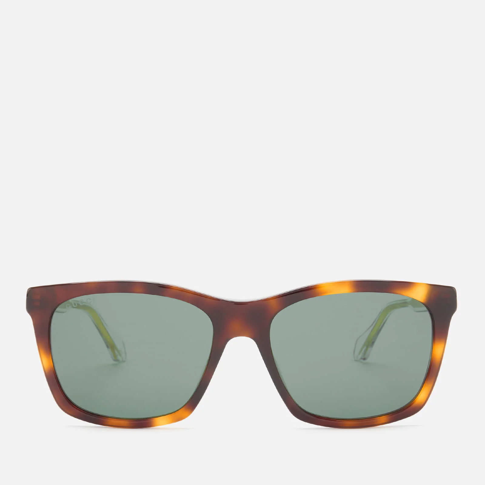 Gucci Men's Acetate Square Frame Sunglasses - Havana/Crystal/Green Image 1
