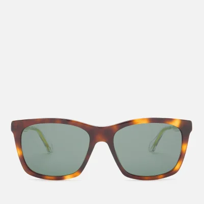 Gucci Men's Acetate Square Frame Sunglasses - Havana/Crystal/Green