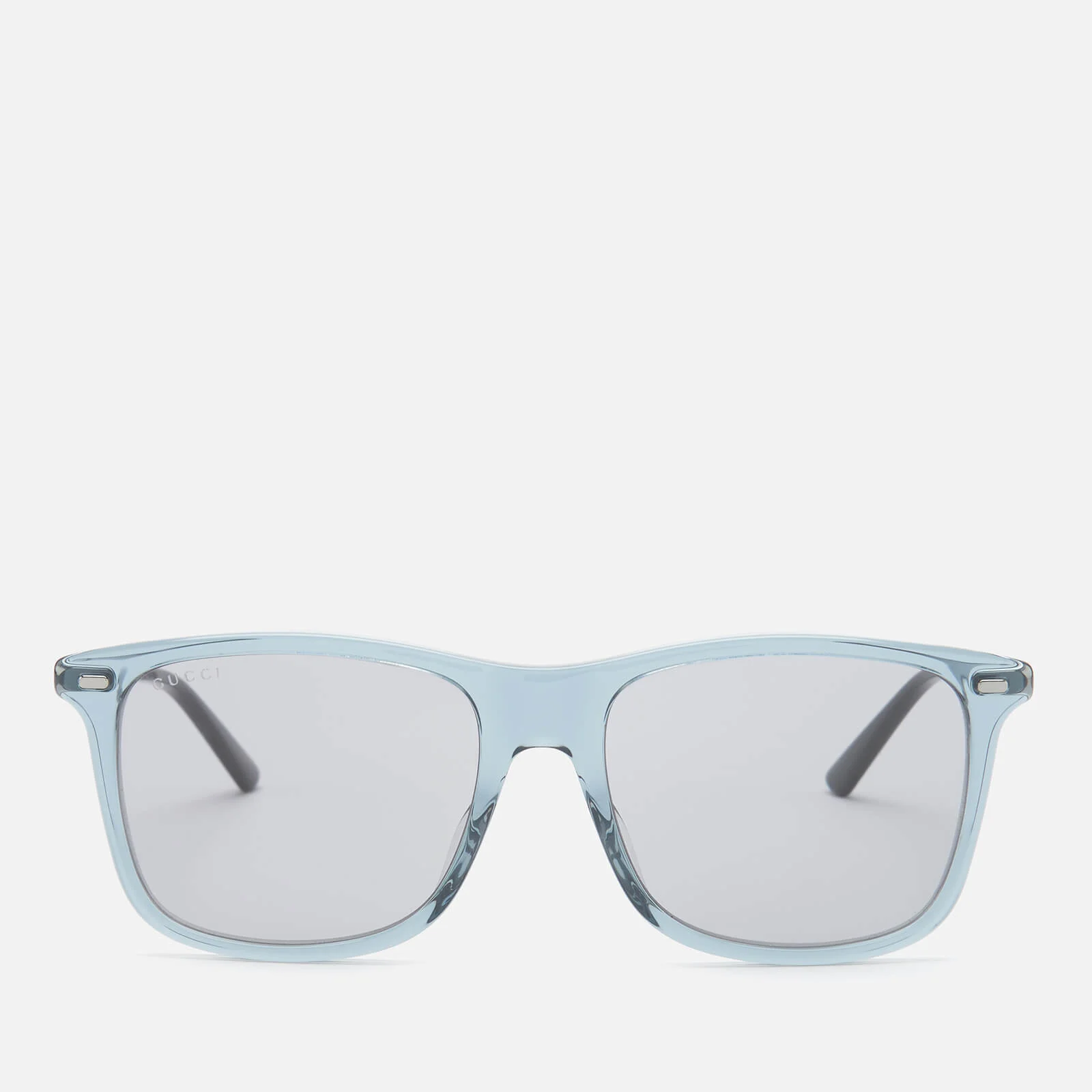 Gucci Men's Cylindrical Web Square Frame Sunglasses - Grey/Ruthenium/Grey Image 1