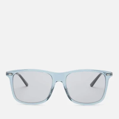 Gucci Men's Cylindrical Web Square Frame Sunglasses - Grey/Ruthenium/Grey